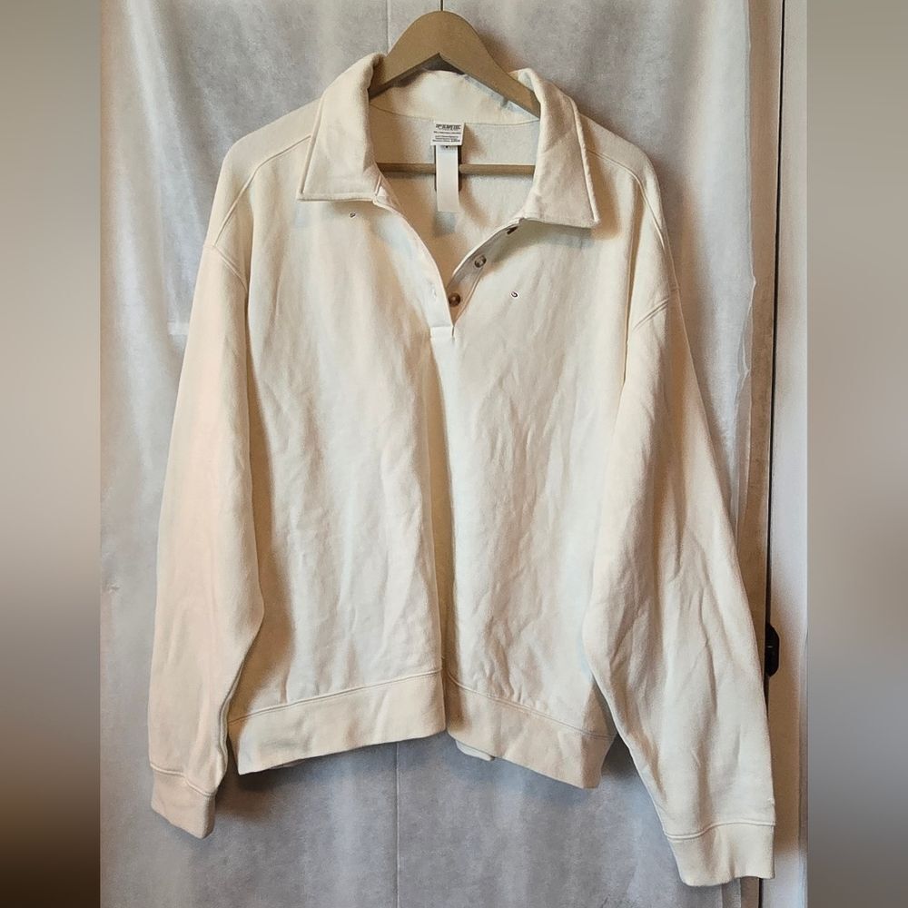PINK Victoria's Secret Cream Collared Pullover Sweatshirt XXL